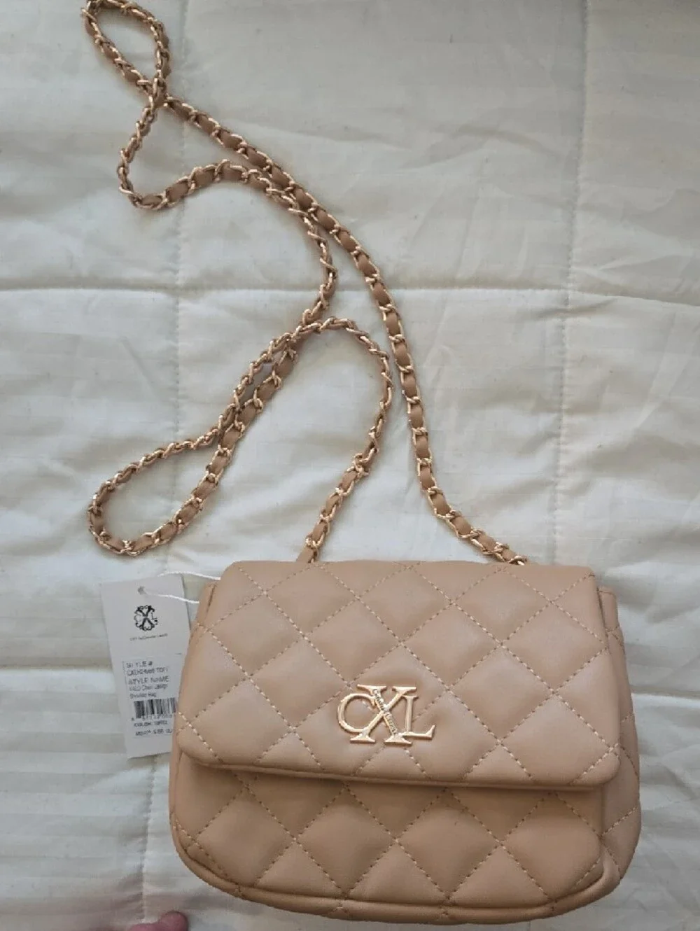 Christian LaCroix Quilted Crossbody Bag with Chain Strap - Tan/Toffee NWT - Picture 2 of 7